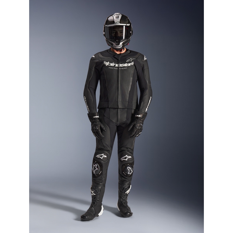 Tuta in pelle Alpinestars GP Force V2 due pezzi, bianco e nero