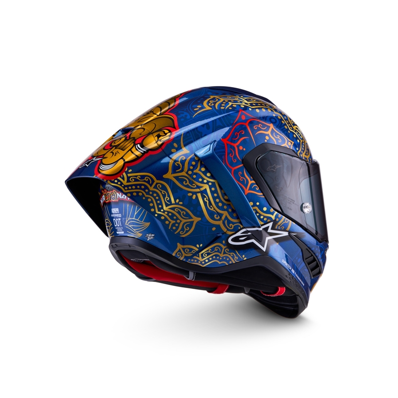 Casco integrale da moto Alpinestars Supertech R10 Marthainator edizione limitata JORGE MARTIN blu perla oro rosso