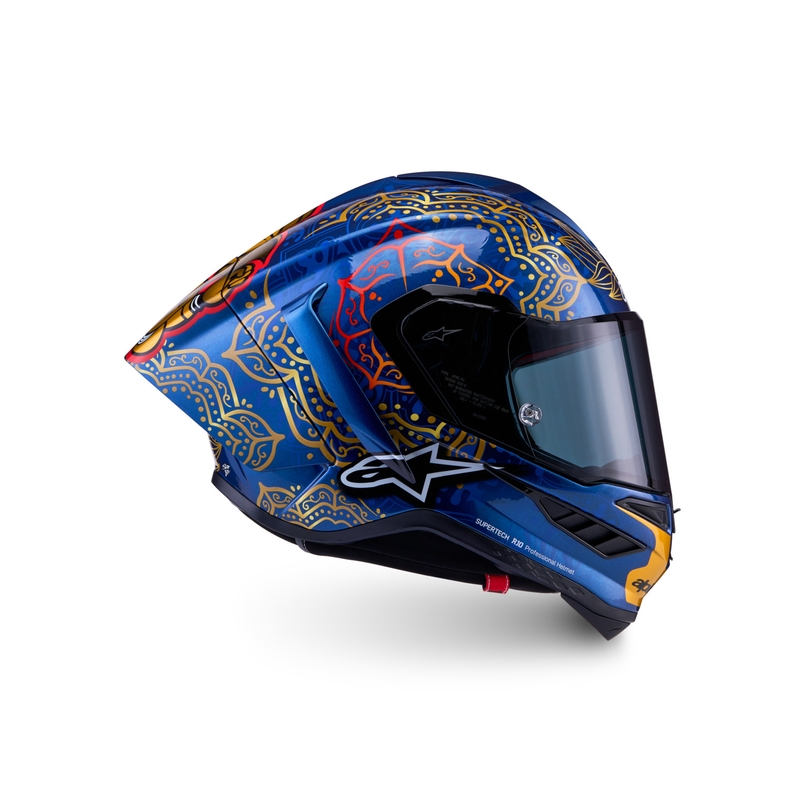 Casco integrale da moto Alpinestars Supertech R10 Marthainator edizione limitata JORGE MARTIN blu perla oro rosso