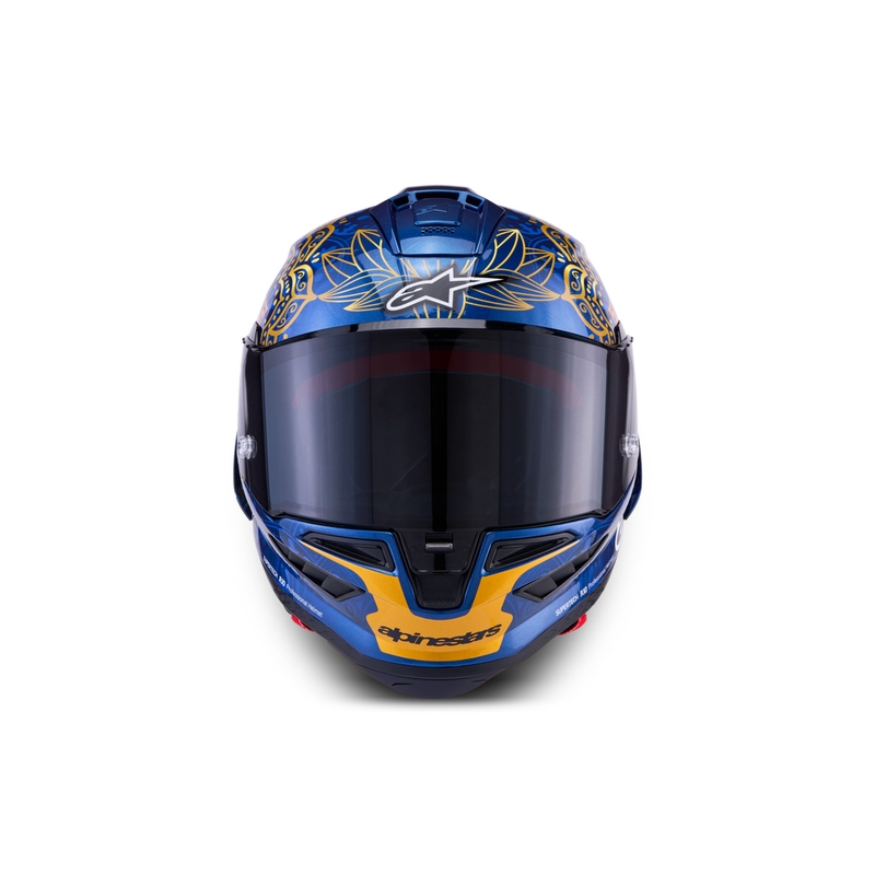 Casco integrale da moto Alpinestars Supertech R10 Marthainator edizione limitata JORGE MARTIN blu perla oro rosso