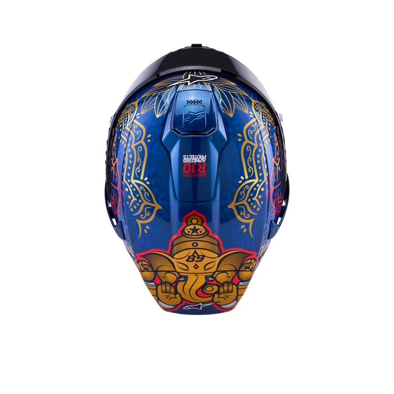 Casco integrale da moto Alpinestars Supertech R10 Marthainator edizione limitata JORGE MARTIN blu perla oro rosso