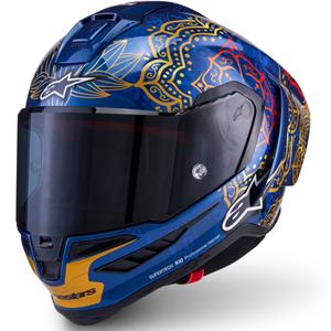 Casco integrale da moto Alpinestars Supertech R10 Marthainator edizione limitata JORGE MARTIN blu perla oro rosso