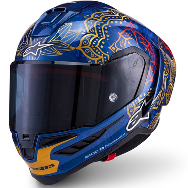 Casco integrale da moto Alpinestars Supertech R10 Marthainator edizione limitata JORGE MARTIN blu perla oro rosso