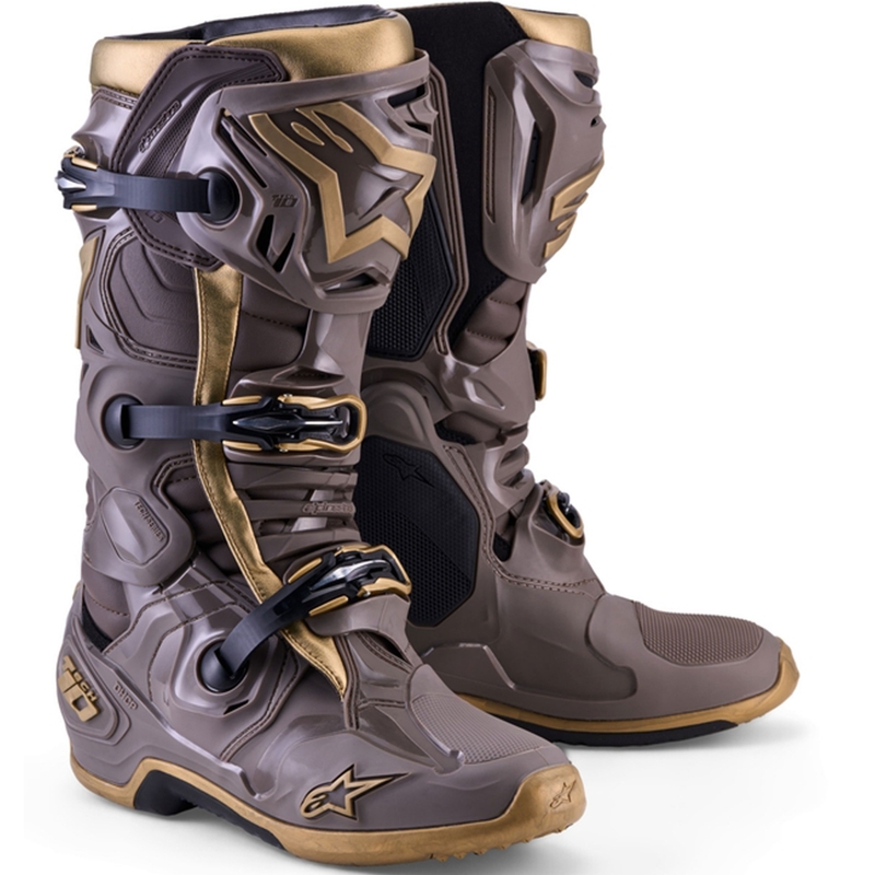 Stivali da moto Alpinestars TECH 10 Limited Edition AIR GOLD Marrone Oro