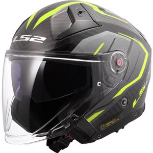 Casco da moto aperto LS2 OF603 Infinity II C Urus giallo fluo
