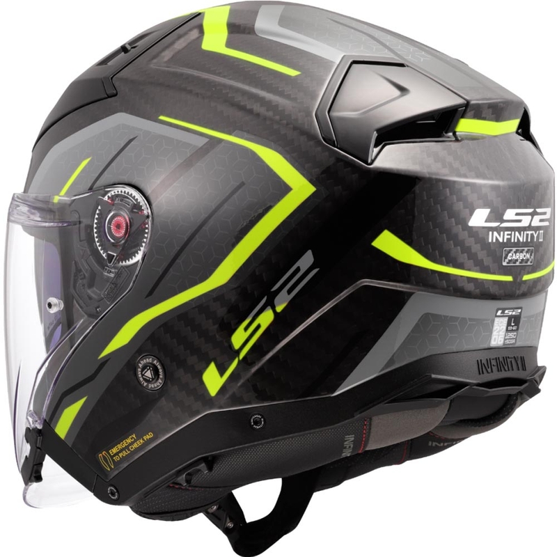 Casco da moto aperto LS2 OF603 Infinity II C Urus giallo fluo