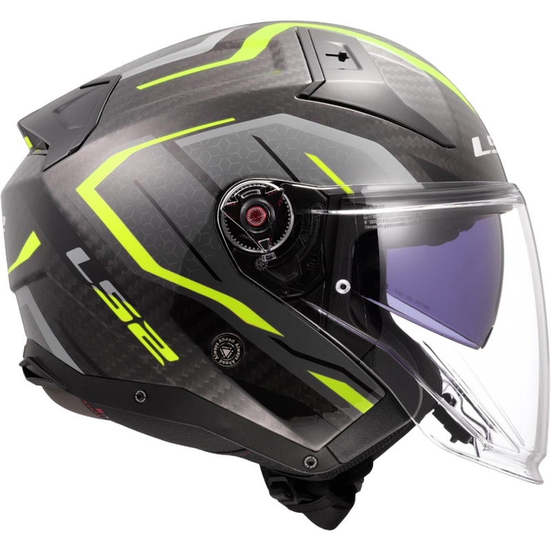 Casco da moto aperto LS2 OF603 Infinity II C Urus giallo fluo