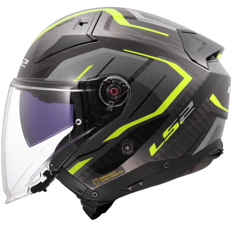 Casco da moto aperto LS2 OF603 Infinity II C Urus giallo fluo