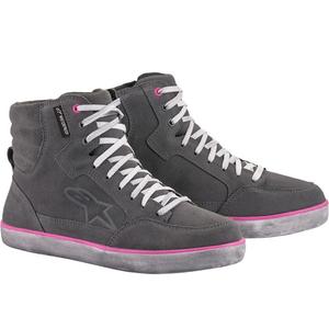 Stivali da moto impermeabili da donna Alpinestars J-6, grigio chiaro-rosa