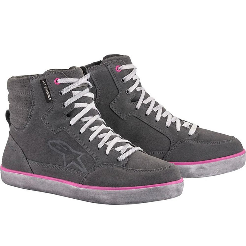 Stivali da moto impermeabili da donna Alpinestars J-6, grigio chiaro-rosa