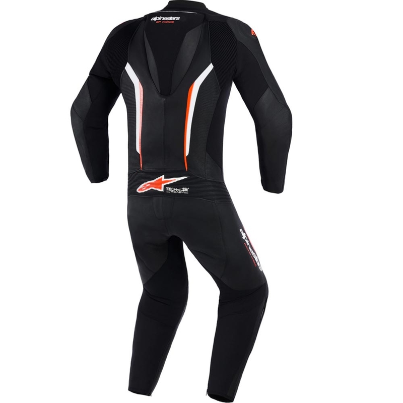 Tuta da moto intera Alpinestars GP FORCE V2 nera-bianca-rosso fluo