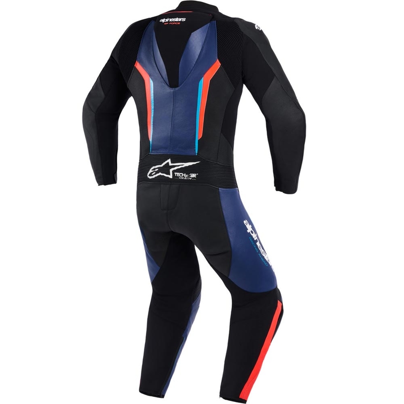 Tuta da moto intera Alpinestars GP FORCE V2 nero-blu-rosso fluo-