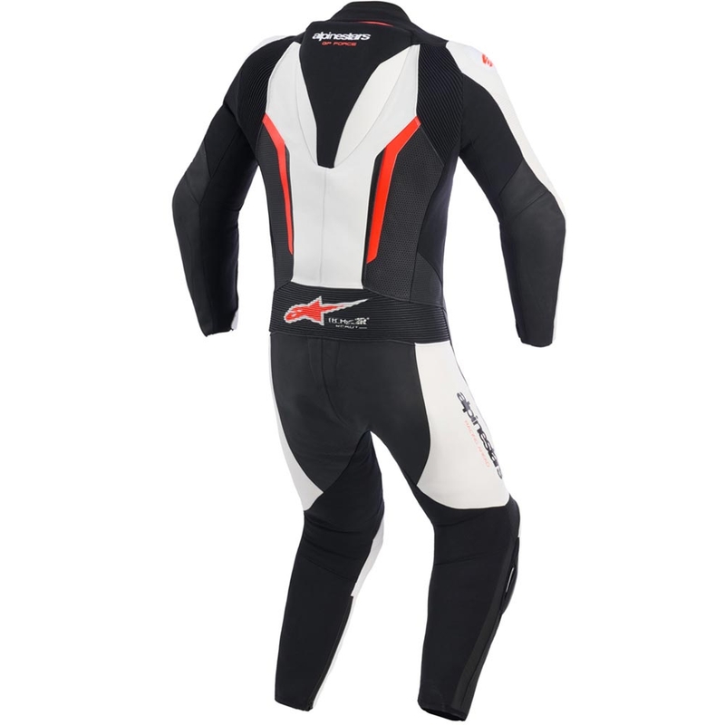Tuta da moto intera Alpinestars GP FORCE V2 bianco-nero-rosso fluo
