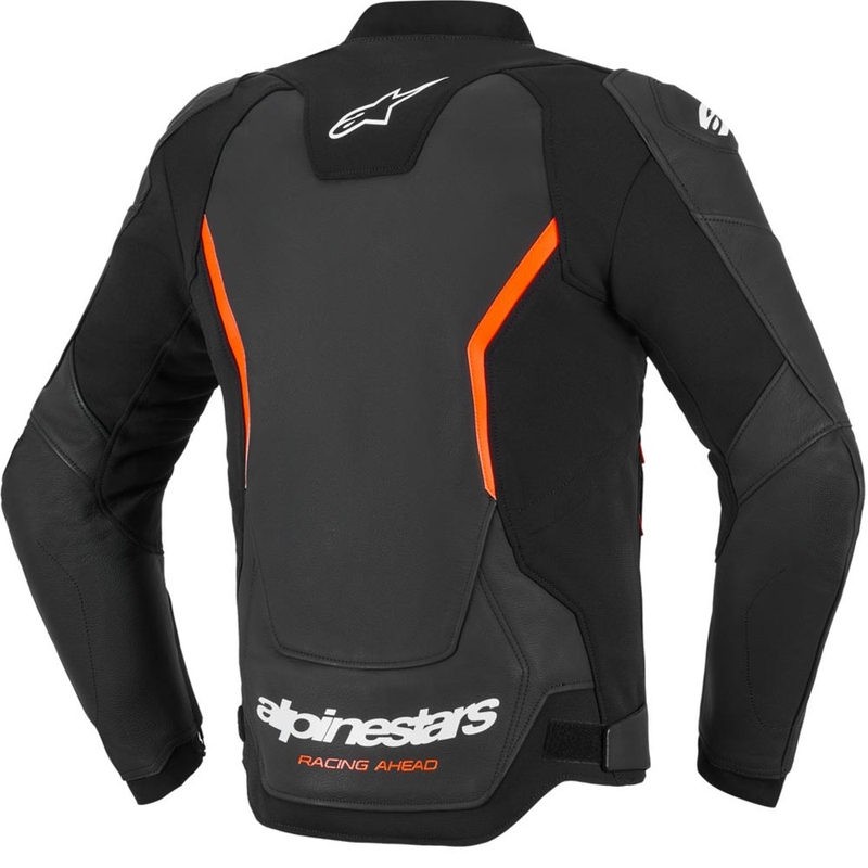 Giacca da moto in pelle Alpinestars GP Force V2 nera-rosso fluo-bianca