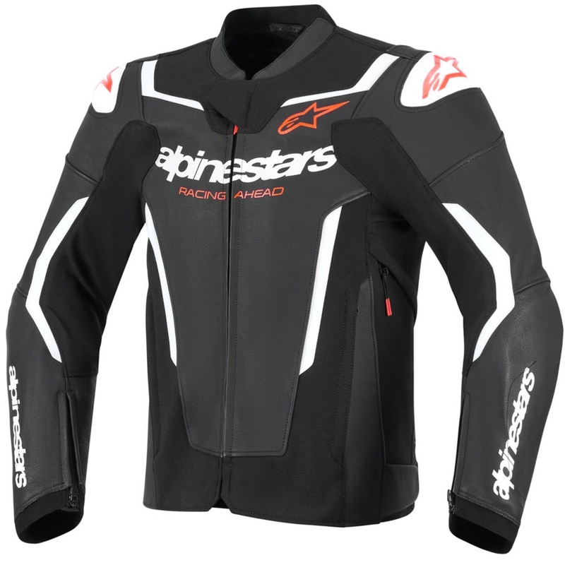 Giacca da moto in pelle Alpinestars GP Force V2 nera-bianca-rossa