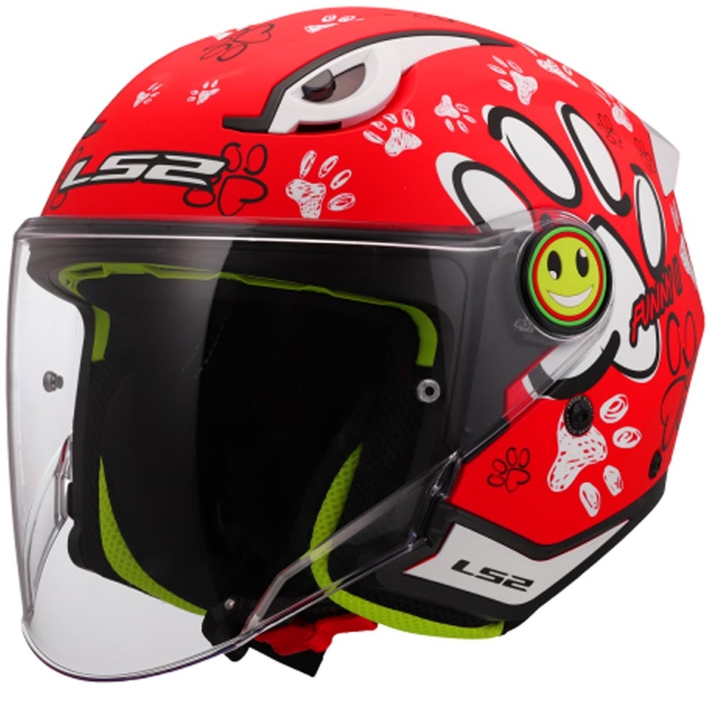 Casco da moto aperto per bambini LS2 OF622 Funny II Zampe rosse