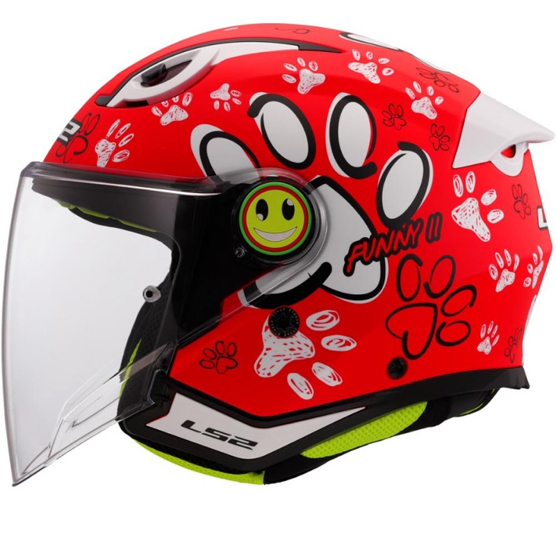 Casco da moto aperto per bambini LS2 OF622 Funny II Zampe rosse