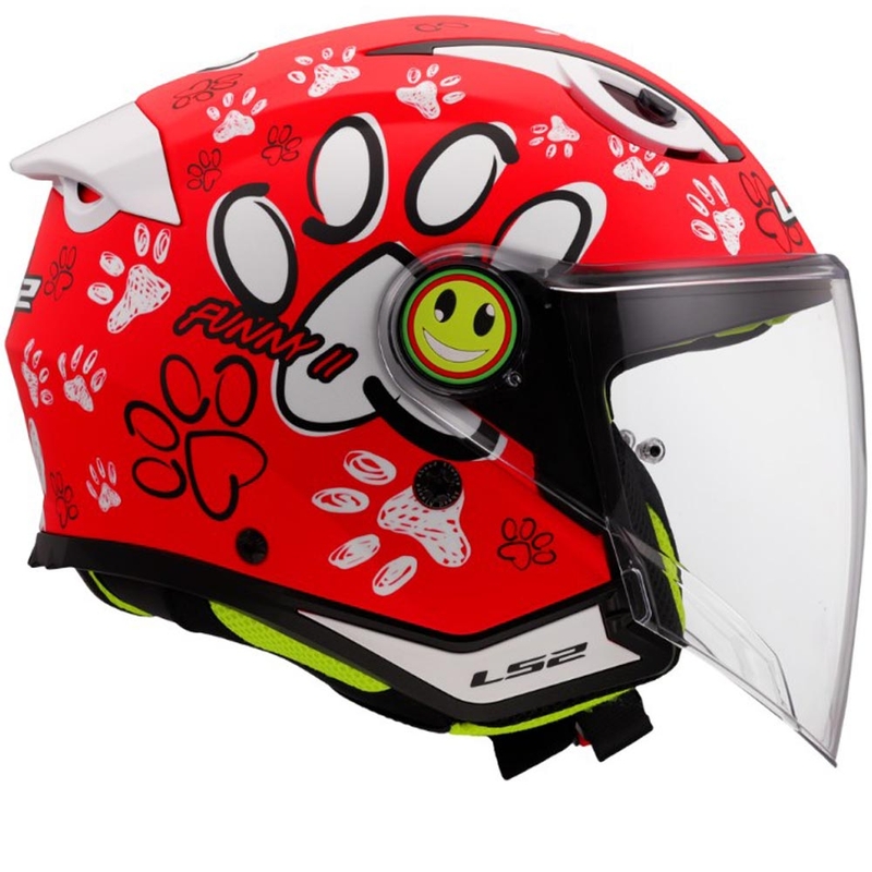 Casco da moto aperto per bambini LS2 OF622 Funny II Zampe rosse