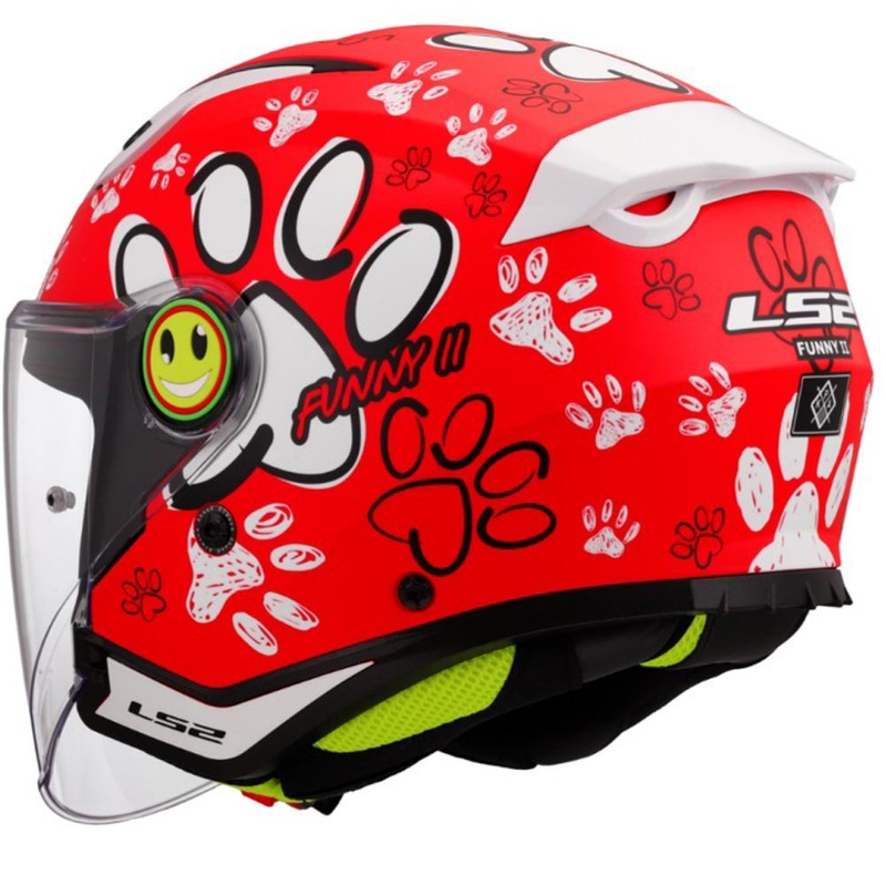 Casco da moto aperto per bambini LS2 OF622 Funny II Zampe rosse