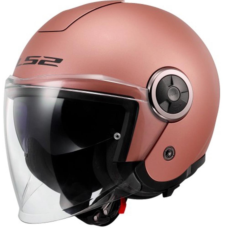 Casco da moto aperto LS2 OF620 Elegante tinta unita oro opaco rosa