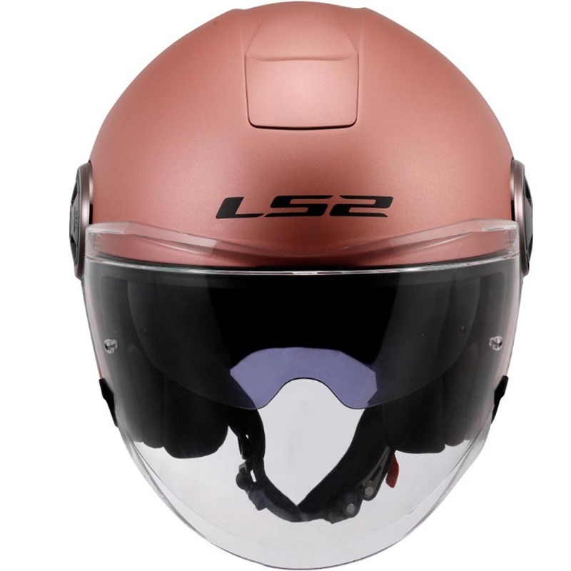 Casco da moto aperto LS2 OF620 Elegante tinta unita oro opaco rosa