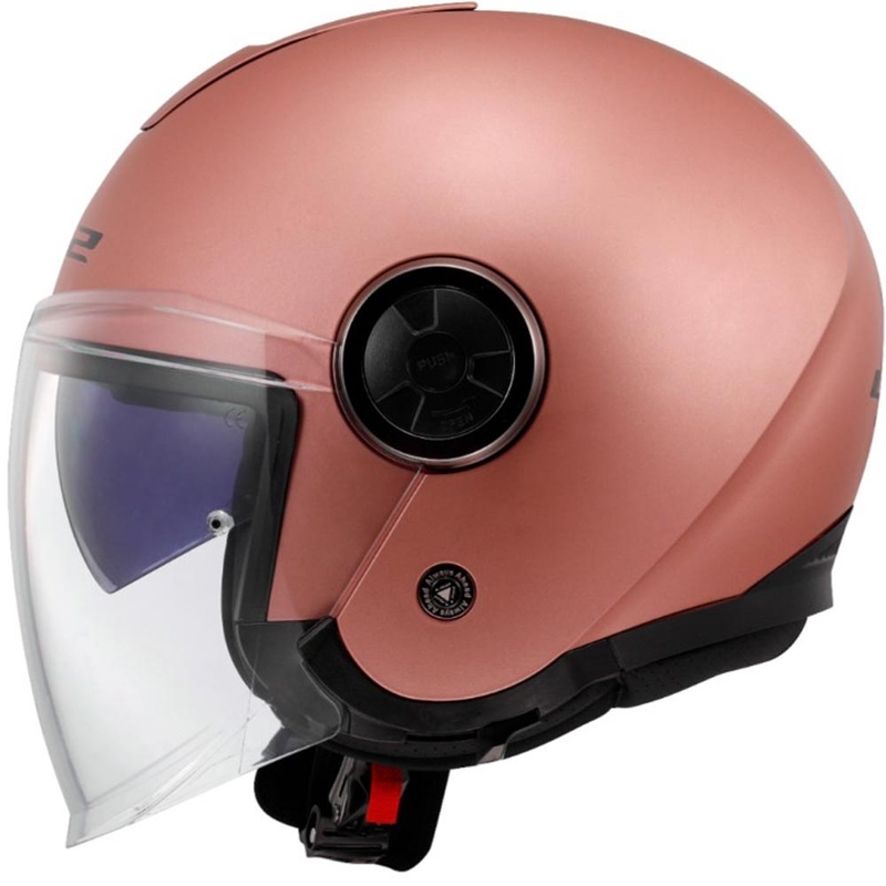 Casco da moto aperto LS2 OF620 Elegante tinta unita oro opaco rosa