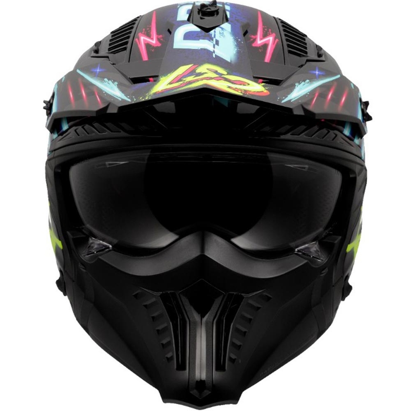 Casco da trial per moto LS2 OF606 Drifter Rayz nero-blu
