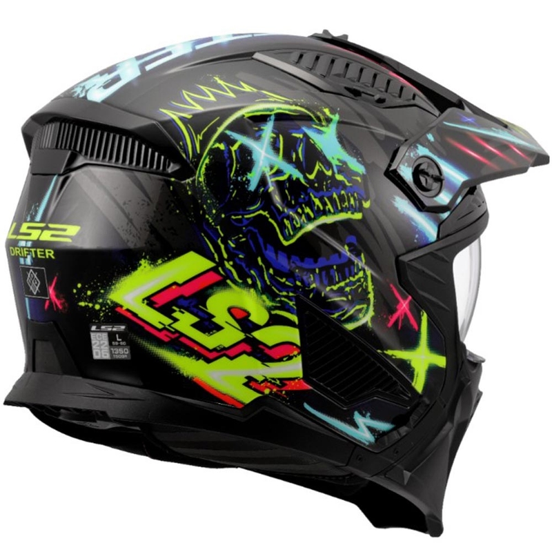 Casco da trial per moto LS2 OF606 Drifter Rayz nero-blu