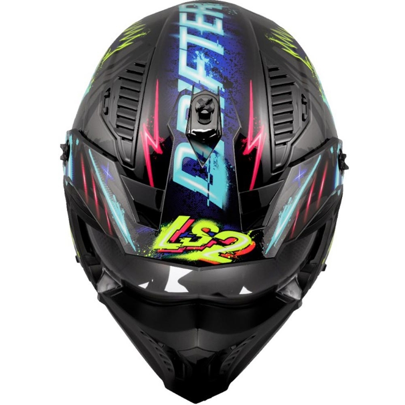 Casco da trial per moto LS2 OF606 Drifter Rayz nero-blu