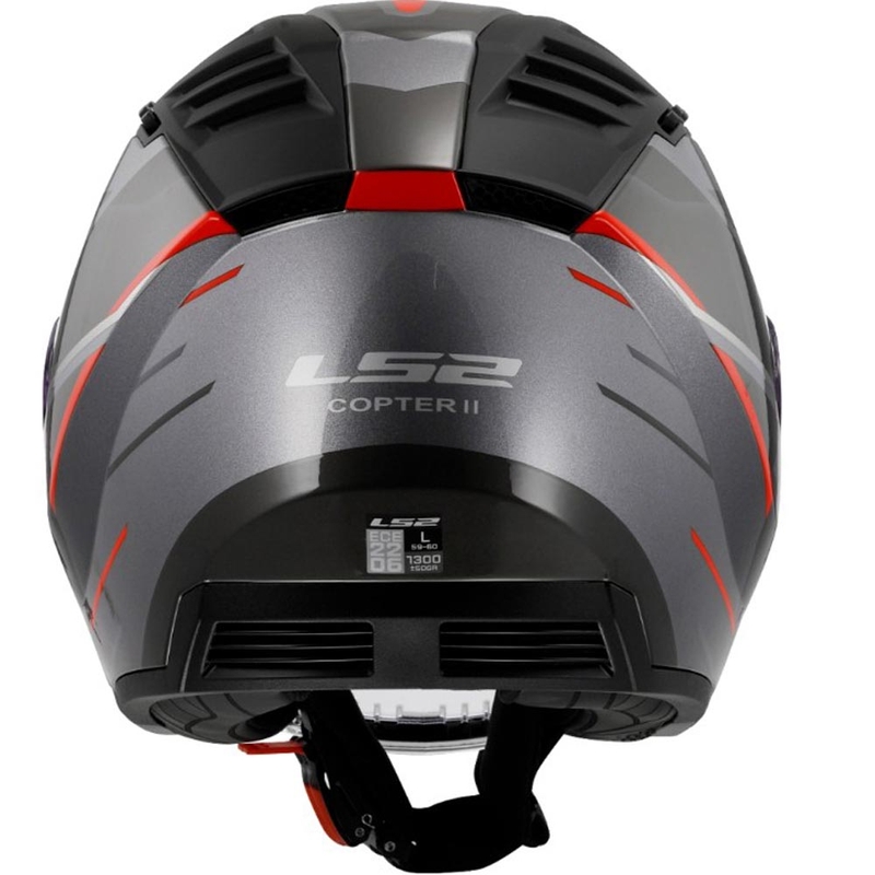 Casco da moto aperto LS2 OF600 Copter II Diston grigio-rosso