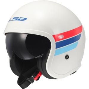 Casco da moto aperto LS2 OF599 Spitfire II Retro bianco-blu-rosso