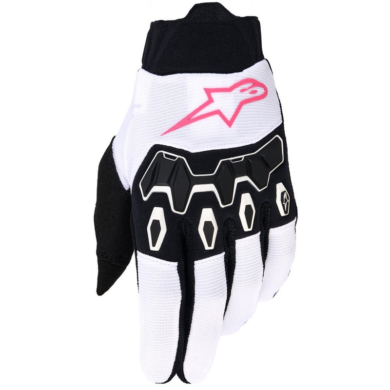 Guanti da motocross da donna Alpinestars Stella Full Bore V2 Bianco-Rosa Fluo-Nero
