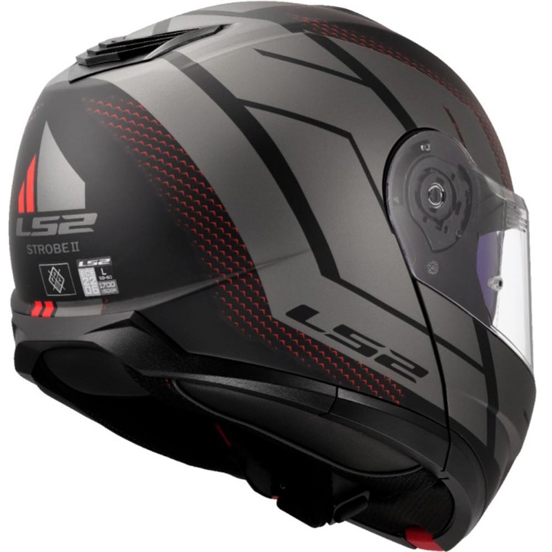 Casco da moto modulare LS2 FF908 Strobe II Code nero-grigio