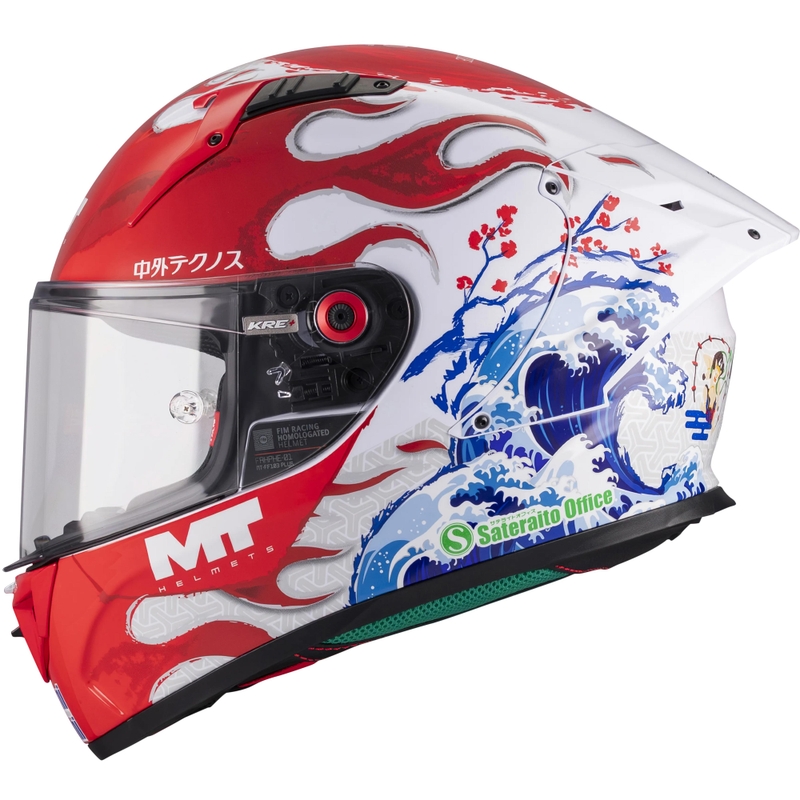 Casco integrale da moto KRE + S Yamanaka A5 rosso-bianco