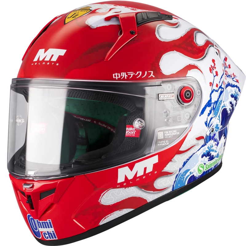 Casco integrale da moto KRE + S Yamanaka A5 rosso-bianco