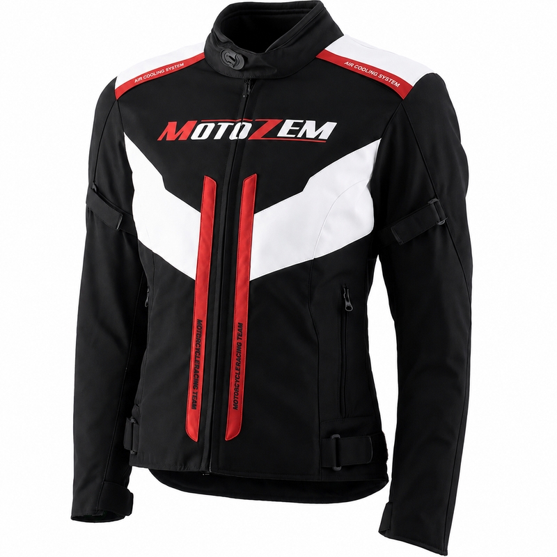 Giacca da moto da donna Motozem Team 2 nero-bianco