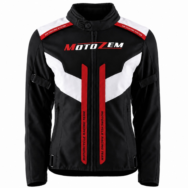 Giacca da moto da donna Motozem Team 2 nero-bianco