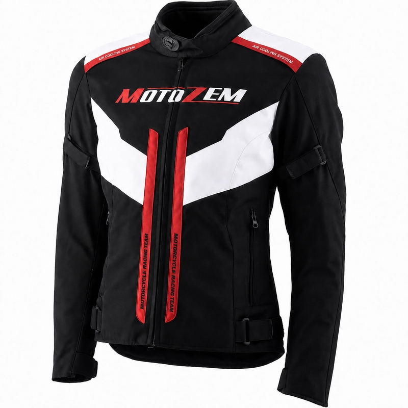 Giacca da moto da donna Motozem Team 2 nero-bianco