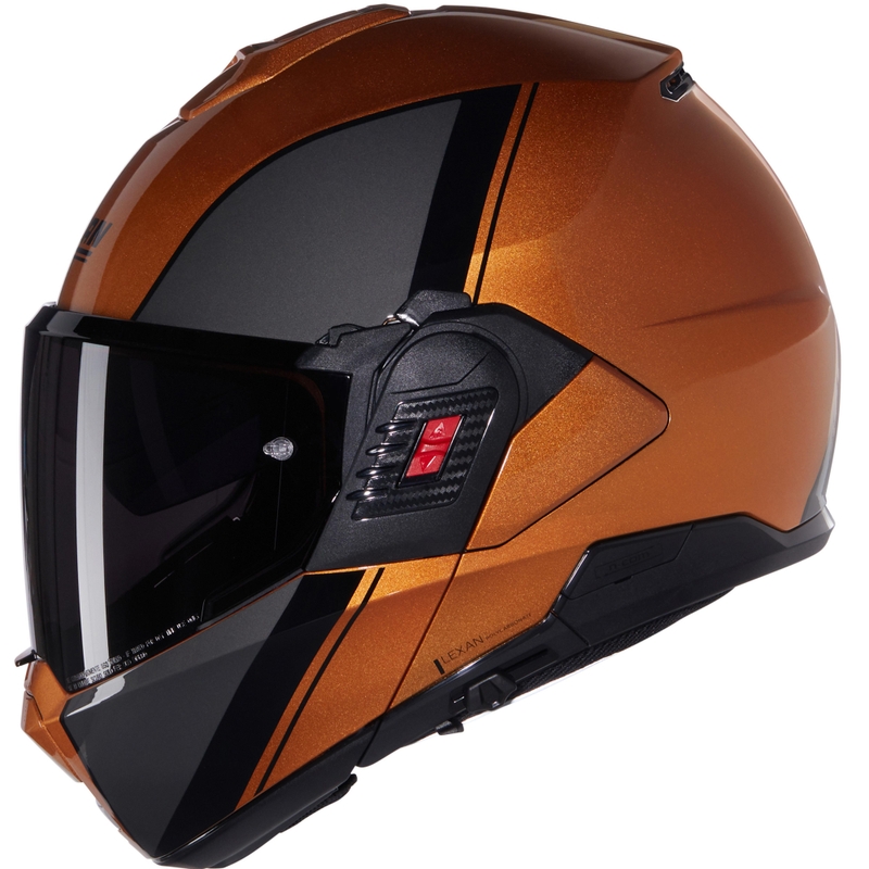 Casco apribile da moto Nolan N120-1 Verniciatura Speciale N-COM 343 ocra lucida-nero