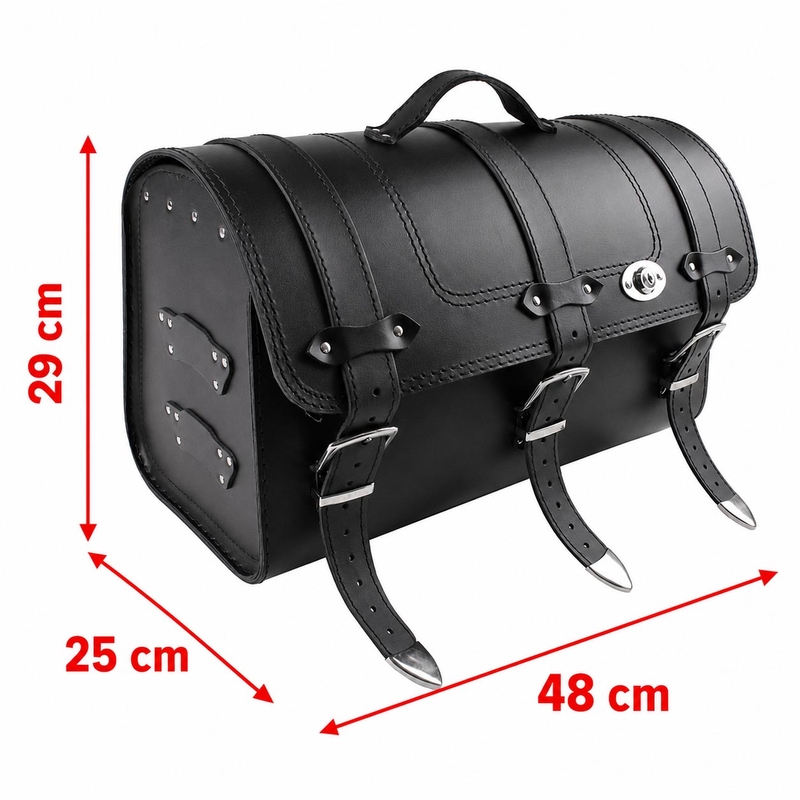 Bauletto in pelle per moto Chopper RSA-131A con serratura