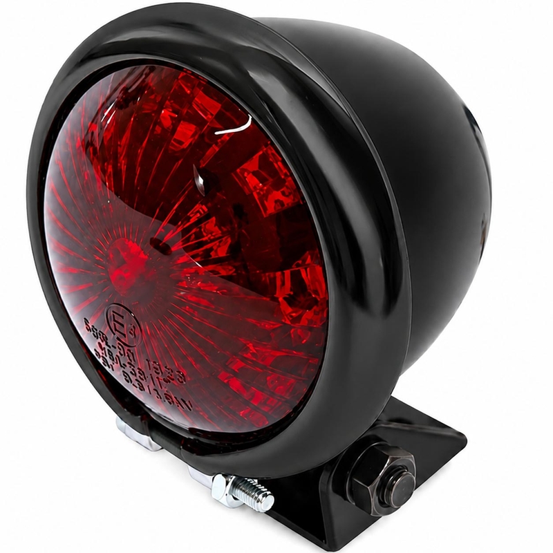 Fanale posteriore per moto Highsider Smart Bates Style a LED nero-cromo
