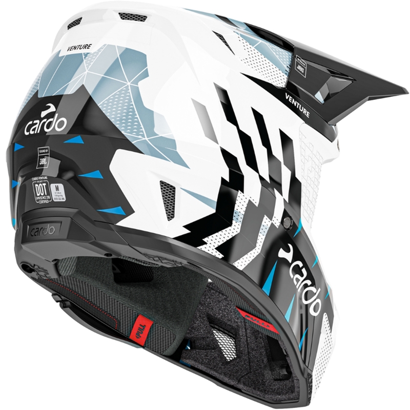 Casco da motocross con interfono Cardo Venture nero-bianco-grigio