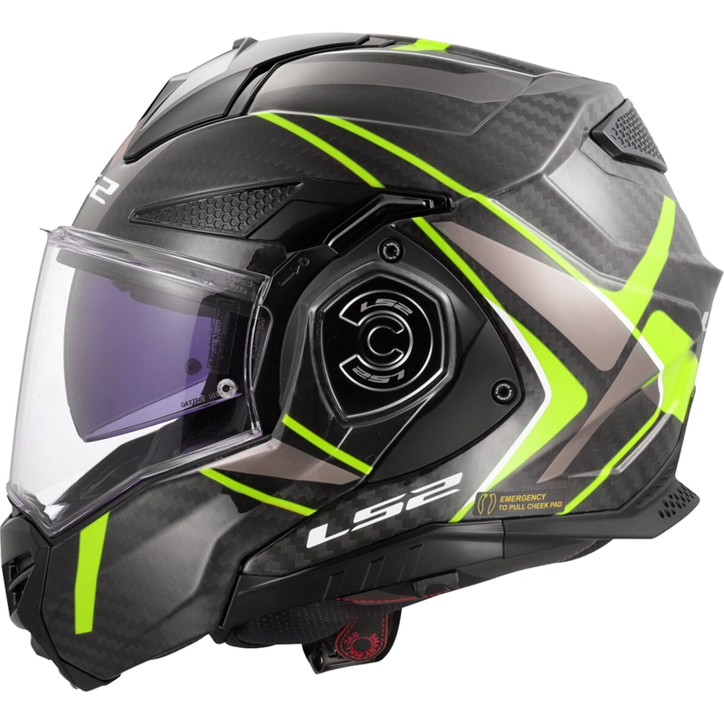 Casco da moto apribile LS2 FF901 Advant XC Future II nero-giallo fluo