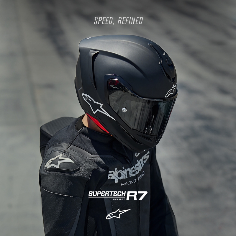 Casco integrale da moto Alpinestars S-R7 Solid nero opaco