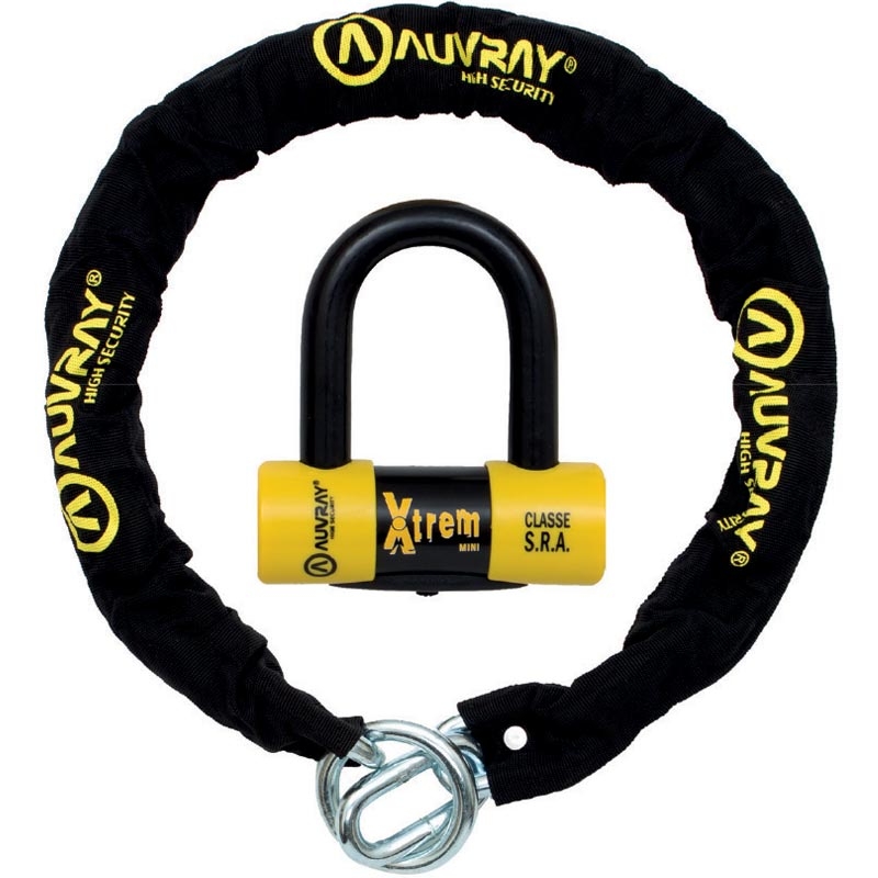 Lucchetto a disco AUVRAY X-Lock con catena 120 cm nero-giallo