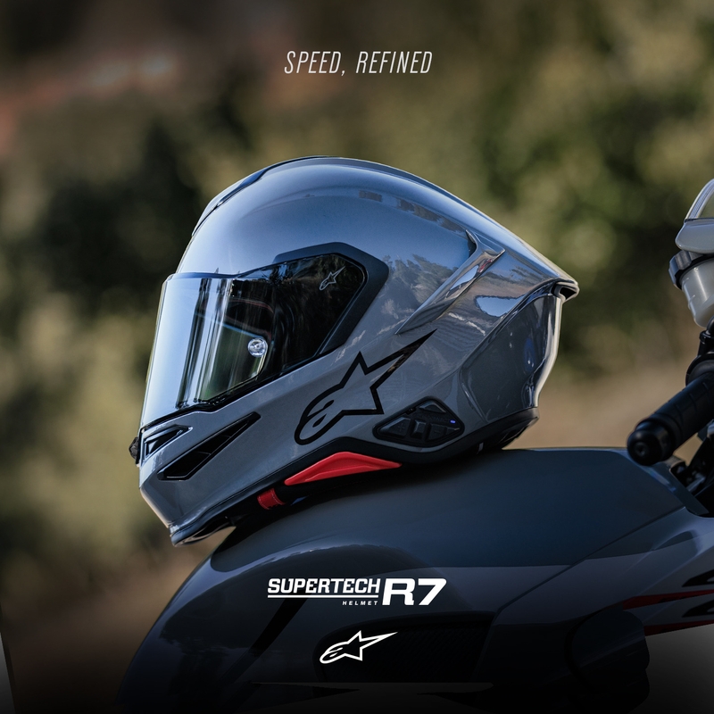 Casco integrale da moto Alpinestars S-R7 Solid grigio