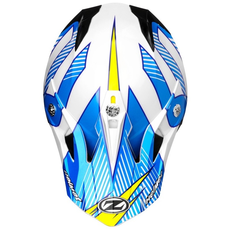 Dětská motokrosová přilba ZED X1.9D bílo-modro-žluto-černá
