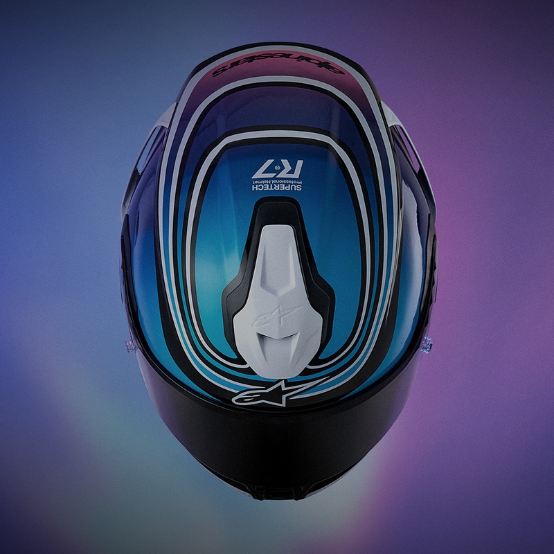 Casco integrale da moto Alpinestars S-R7 Zeal nero-blu-rosa fluo-bianco