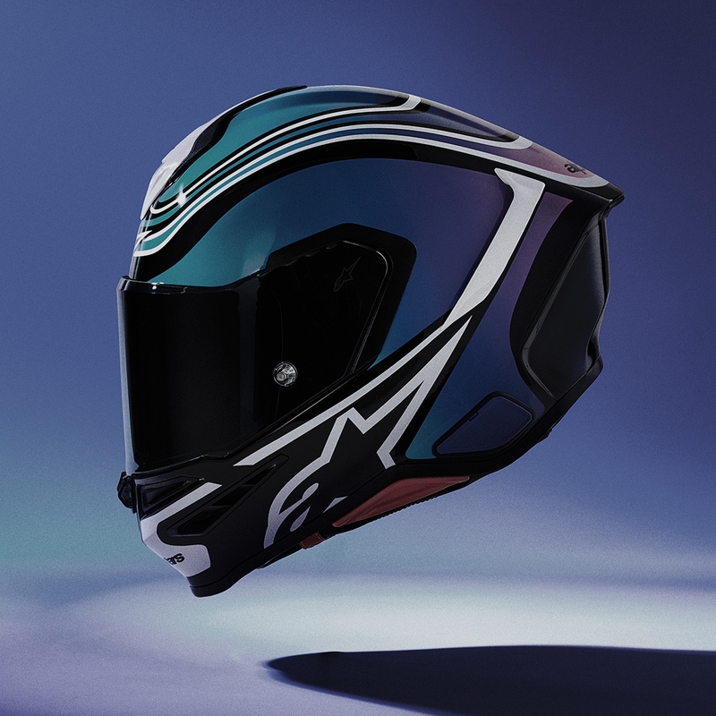 Casco integrale da moto Alpinestars S-R7 Zeal nero-blu-rosa fluo-bianco