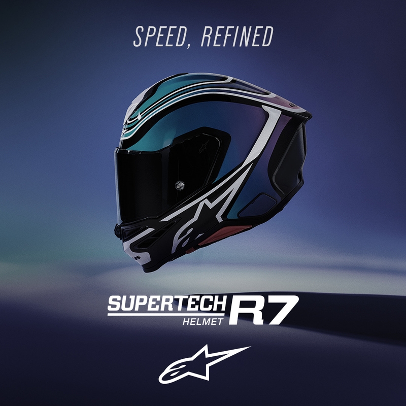 Casco integrale da moto Alpinestars S-R7 Zeal nero-blu-rosa fluo-bianco